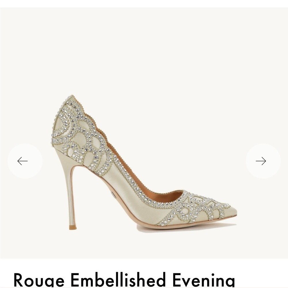 Badgley Mischka Crystal Embellished Heels - Cream Size 9 worn once